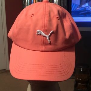 Coral Pink Puma Hat with White Cat